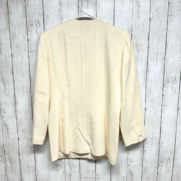 Kasper for A.S.L. Jacket Women Size 8 Ivory Button Down 100% Wool Double Pocket - Picture 5 of 5